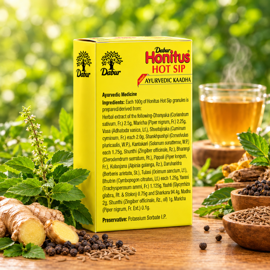 Dabur Honitus Hot Sip – Warm Ayurvedic Comfort for Cold & Cough