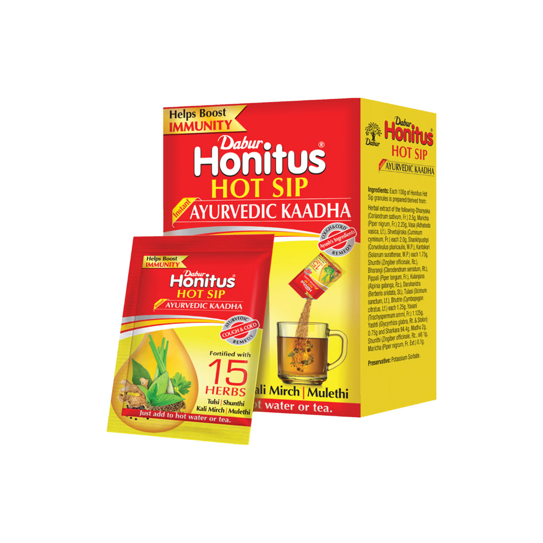 Dabur Honitus Hot Sip – Warm Ayurvedic Comfort for Cold & Cough