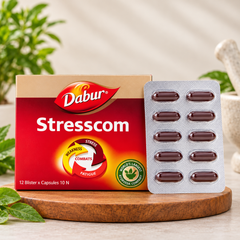 Dabur Stresscom 120 Caps – Herbal Support for Stress & Mental Wellness