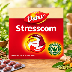 Dabur Stresscom 120 Caps – Herbal Support for Stress & Mental Wellness